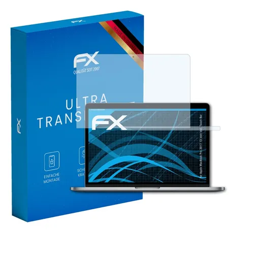 atFoliX 2x Schutzfolie für Apple MacBook Pro 2017 13 inch incl. Touch Bar klar