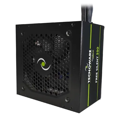 Tecnoware Power Systems ATX Free Silent 550 Netzteil - Leistungsstarkes Netzteil mit 12 cm Ultrasilent-Lüfter für flüsterleise Kühlung und umfassendem Schutz vor Überspannungen; ideal für Gaming-PCs und Arbeitsstationen.