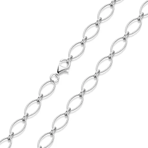 Materia Collier Ankerkette 8mm Kordel-Design aus 925 Sterling Silber - Elegante Ankerkette mit 8mm Breite aus rhodiniertem Sterling Silber. Beidseitig tragbar, verstellbar und in verschiedenen Längen erhältlich. Perfekte Ergänzung für jeden Stil, geliefert in einer hochwertigen Schmuckschachtel.