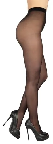 BANANALU Anti Laufmasche 30 Den Extra Matt Strumpfhose mit Tulle Effekt Reißfeste Premium 30 Nero L