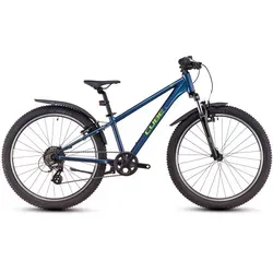 Cube Acid 240 Allroad 2025 - Kinderfahrrad in deepcobalt ́n ́apple - Kinderfahrrad Cube Acid 240 Allroad mit 24 Zoll Reifen, ausgestattet mit Beleuchtung, Seitenständer und Schutzblechen für sicheres Fahren auf allen Wegen.