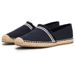 Espadrille TOMMY HILFIGER "FRINGE CANVAS CLOSED ESPADRILLE", Damen, Gr. 37, blau (dunkelblau), Textil, sportlich, Schuhe, Halbschuh, Schlupfschuh, Sommerschuh mit ausgefransten Rand