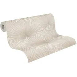 A.S. Création Vliestapete Antigua Tapete mit Palmenblätter, leicht strukturiert, gemustert, matt, neutral, (1 St), Tapete Floral Tapeten Wohnzimmer Schlafzimmer Küche modern Flur Design beige