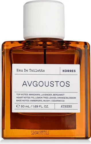 Korres Avgoustos Eau De Toilette for Men 50ml - Vegan, Frisch-fruchtiger Sommerduft - Unisex Duft mit Noten von Mandarine und Feigen, leicht und erfrischend, perfekt für Veganer und alle Hauttypen.