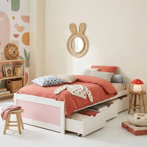 IDIMEX Funktionsbett MIA - Betten mit Stauraum für Kinder, stilvolles Design aus massivem Kiefernholz mit 3 praktischen Schubladen für Spielzeug und Decken.