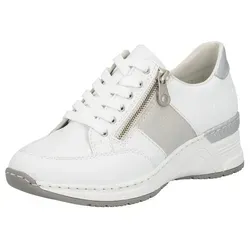 Rieker Keilsneaker - Sportliche Schnürschuhe in Silber/Weiß - Sneaker mit loser Einlage und schmaler Form, ideal für stilbewusste Träger. Der 5 cm hohe Keilabsatz sorgt für extra Komfort und einen modischen Look.