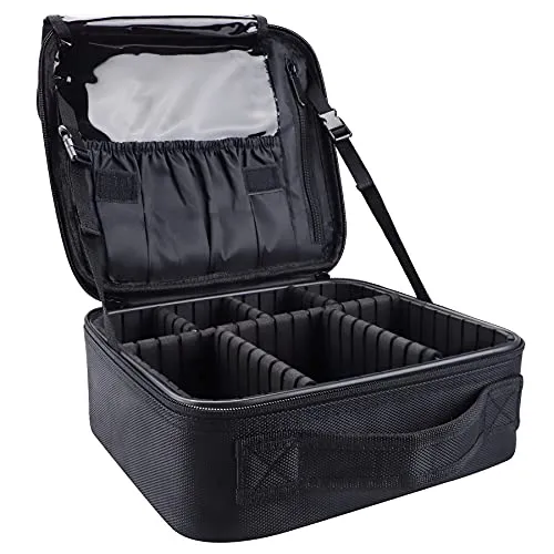 Kosmetiktasche, Kosmetikkoffer Große Kapazität Professionelle Make Up Organizer Tasche wasserdichte Portable Künstler Schminkkoffer mit Verstellbaren Trennwänden, 10.4" Black A