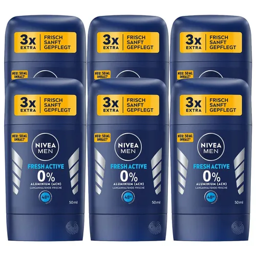 Nivea Men Deodorant Deo Stick Fresh Activ ohne Aluminium 50ml 6er Pack