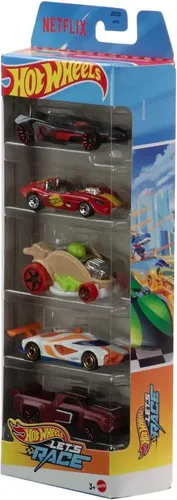 Hot Wheels Let's Race Set, 5-tlg Spielzeug-Auto - Spielzeug-PKW Set mit 5 authentischen Die-Cast-Fahrzeugen im Maßstab 1:64, ideal zum Spielen und Sammeln für Kinder und Autofans.