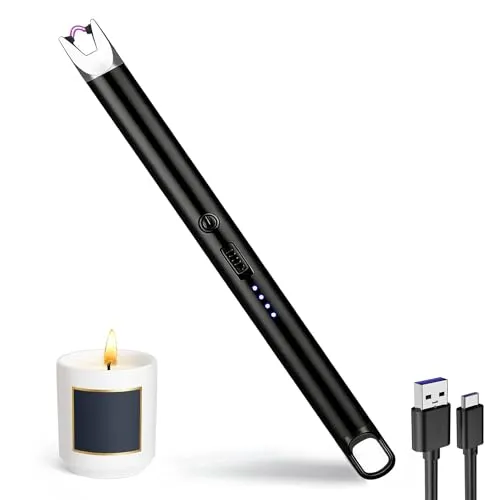 JIEYUCHU Stabfeuerzeug - Elektrisches Lichtbogen Feuerzeug - Modernes, winddichtes USB aufladbares Feuerzeug ohne Flamme, ideal für Kerzen, Grillen und Camping. Leicht und tragbar für den Einsatz drinnen und draußen.