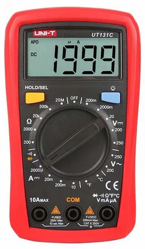 UNI-T UT131C Digitales Multimeter mit Temperaturmessung - Kompaktes digitales Multimeter für präzise Messungen in CAT II 250V. Mit LCD-Display, ergonomischem Design und robustem Gehäuse, ideal für den täglichen Einsatz.