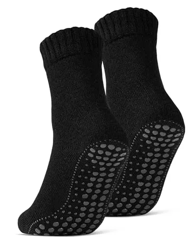 | 4 | 6 Paar ABS Socken Herren Damen Anti Rutsch Socken mit Wolle 21463 WP (Schwarz 2 Paar 47-50) 2