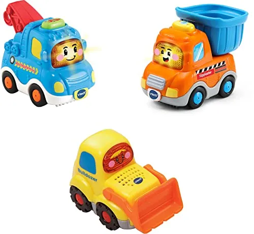 Vtech 80-242174 TUT Baby Flitzer - 3er Set Baustellenfahrzeuge (Abschleppfahrz., Kipplaster, Bulldozer)