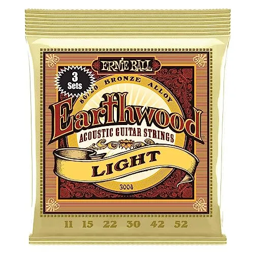 Ernie Ball Earthwood Light Akustik-Gitarrensaiten, 80/20-Bronze, 3 Pakete, Stärke 11–52