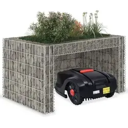 vidaXL Rasenmäher-Garage mit Hochbeet 110x80x60 cm - Robuste Gabione aus witterungsbeständigem Stahldraht, ideal zum Schutz Ihres Rasenmäher-Roboters und gleichzeitig als Hochbeet nutzbar. Hohe Stabilität und Langlebigkeit für Gartenliebhaber.
