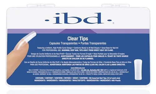 IBD Clear Nail Tips 1er Pack (100 Stück) – Strapazierfähige Nageltips – 10 Größen – Universelle Passform – Ideal geformte Nagelspitzen – Nagelverlängerung