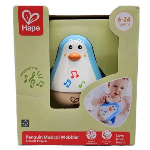 Hape E0331 Stehauf-Pinguin - Klangspielzeug für Kinder - Klangspielzeug ab 6 Monaten, fördert das Hören und Sehen mit beruhigenden Klängen und harmonischen Bewegungen. Ideal für die frühkindliche Entwicklung.