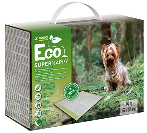 Croci Super Nappy Eco kologische Hygienematten fr Hunde, 57 x 54 cm, 14 Stck, extrem saugfhig und biologisch abbaubar