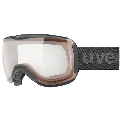 uvex downhill 2100 V - stylische, selbsttönende Skibrille mit Anti-Fog-Beschichtung für Damen und Herren - black matt/red-clear - one size