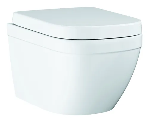 Grohe Euro Keramik Set Tiefspül-WC mit SoftClose Sitz - Alpinweiß - Elegantes wandhängendes WC-Set mit SoftClose-Technologie für geräuschloses Schließen, ideal für moderne Badezimmer.