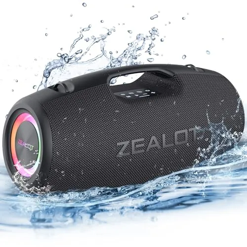 Zealot S78 Bluetooth Lautsprecher 120W Bass - Audio-Docks & Mini-Lautsprecher mit 24000mAh Akku für bis zu 20 Stunden Spielzeit und IPX6 Wasserfestigkeit – ideal für Outdoor-Einsätze.