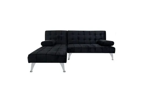 HTI-Living Schlafsofa Miranda mit Chaiselongue in Schwarz - Elegantes 2-Sitzer Schlafsofa mit Chaiselongue und Bettfunktion. Der hochwertige Velvet-Bezug und die verstellbare Rückenlehne bieten Flexibilität und Komfort – ideal für kleine Räume und Gäste.