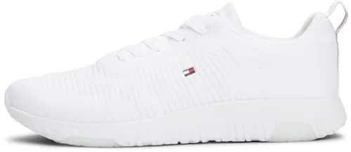 Tommy Hilfiger CORPORATE KNIT RIB RUNNER - Leichte Herren Sneaker in Weiß, Größe 44 EU - Herren-Sneaker mit hohem Tragekomfort und optimaler Passform, aus 100% Recycling-Polyester für umweltbewusste Stilbewusste.