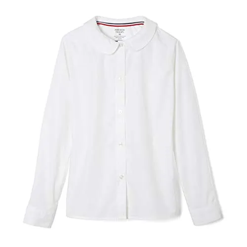 French Toast - Blusa de Manga Larga Con Cuello Peter Pan para niñas, Blanco, 16