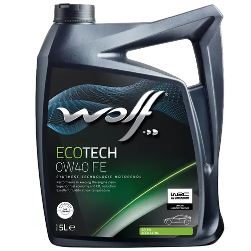 WOLF ECOTECH 0W40 FE Motoröl - 5L für Porsche und VW - Hochleistungs-Motoröl für Kraftfahrzeuge, garantiert optimale Schmierung und Schutz bei extremen Bedingungen, kompatibel mit Porsche A40 und VW 502/505.00.