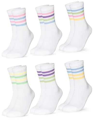 Occulto Damen Retro Tennissocken 80% Baumwolle 6er Pack (Modell: Steffi) 80s 35-38