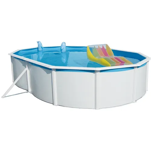 Steinbach Nuovo de Luxe Oval Stahlwand-Swimming Pool Set - Swimmingpools mit stabiler Stahlwand und einfachem Aufbau, inkl. Starterset Chlor für sofortigen Badespaß.