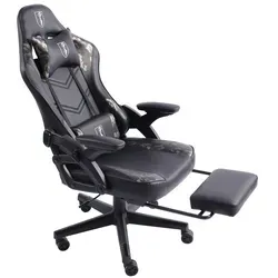 Ergonomischer Gaming Stuhl im Racing-Design mit Fußstütze - Bürostühle - Dieser Gaming Chair bietet eine gesunde Haltung durch verstellbare Armlehnen und einstellbare Rückenlehne für maximalen Komfort beim Spielen.