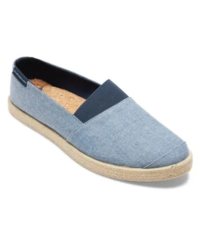 Quiksilver Espadrilled Cold Cement Shoe für Männer - Blau/Weiß - 45 EU - Stylischer Slip-On Schuh mit elastischem Einstieg für perfekten Halt, gepolsterter Memory-Schaum-Innensohle und strapazierfähiger Jute-Umrandung. Ideal für lässige Freizeitlooks.