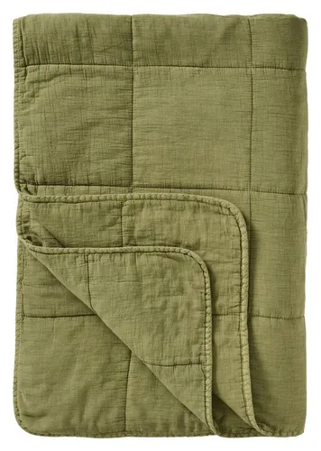 Ib Laursen Tagesdecke Quilt Vintage Herbal Green (130x180cm) - Stylische Wohndecke aus 100% Baumwolle, ideal für gemütliche Abende und stilvolle Akzente in Ihrem Zuhause.