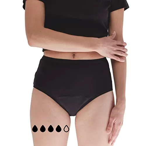 MYLILY® Perioden Unterwäsche High Waist schwarz I Starker Schutz I Bio-Baumwolle I Periodenunterwäsche auslaufsicher I Nachhaltig & waschbar I Inkontinenz I Schwangerschaft & Wochenbett geeignet (S)