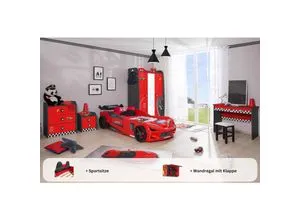 Kinderzimmer komplett Set Autobett Rio 5-teilig Rot - Jugendzimmer-Sets für kleine Rennfahrer, mit praktischem Stauraum und sportlichem Design – das perfekte Set für ein funktionales und stilvolles Kinderzimmer!