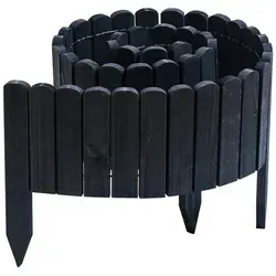 Gartenwelt Riegelsberger Rasenkante Rollborder Rasenkante aus Tannenholz Umzäunung Mähkante für den Garten schwarz 20 cm
