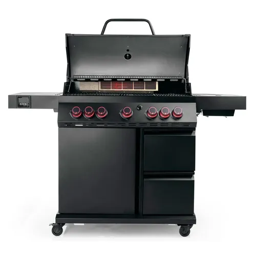 Landmann Gasgrill COOL BLACK 5.2 mit Heckbrenner - Vielseitige Grill-Smoker-Kombination für unvergessliche Grillabende. Mit leistungsstarkem Heckbrenner für perfektes Grillvergnügen im Freien.