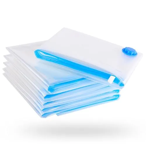 Die Vakuumbeutel für Kleidung und Bettdecken von figg (6er Set - 60x40cm*) - 6 Vakuumierbeutel inkl. 6 Etiketten - Staubsauger Vakuum Aufbewahrungsbeutel
