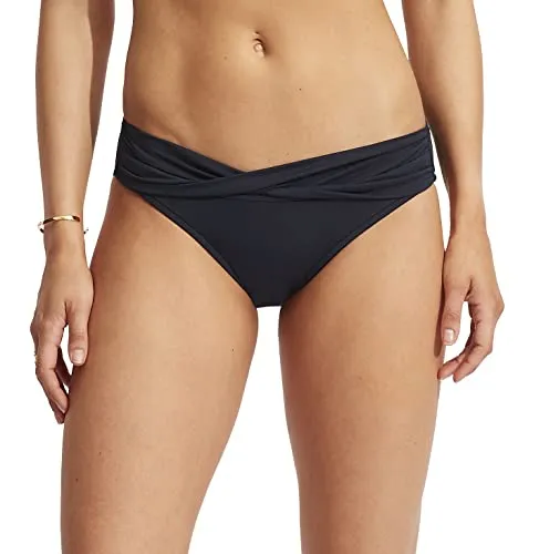 Seafolly Damen-Bikinihose mit Twist-Band, Hipster, volle Abdeckung, Badeanzug, Eco Collective True Navy, 38