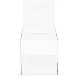 deflecto Sammelbox Acryl - Briefkästen: Glasklare Sammelbox für Visitenkarten und Gewinnspielkarten, inkl. Schilderhalter und aus robustem PMMA gefertigt.