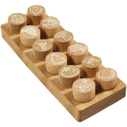 Colop Motivstempel Woodies Set - 12-teilig mit verschiedenen Motiven - Stempel-Set für kreative Bastelprojekte, ideal zum Dekorieren von Karten und Verpackungen. Mit langlebigem Moosgummi für präzise Abdrucke und einem Holzaufsteller für einfache Handhabung.