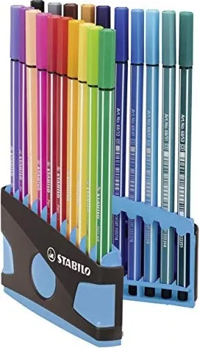 STABILO pen 68 Filzstifte farbsortiert, 20 St. – Geruchsarm, auswaschbar und ideal für kreative Projekte in Schule, Studium oder Büro - 
