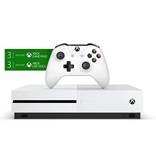 Xbox One S 500GB Konsole - Starter Bundle mit 3 Monaten Xbox Game Pass - Konsolen mit 4K-Ultra HD, HDR und 3 Monaten Xbox Game Pass für Zugriff auf über 100 Spiele. Perfekt für Gamer, die sofort loslegen möchten!