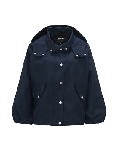 OPUS Damen Jacke HILVI Loose – Wasserabweisende Kurzjacke in Coal Blue, Größe 38 - Funktionsjacken mit wasserabweisender Oberfläche und weitem Schnitt. Ideal für moderne Frauen, die Stil und Komfort schätzen.