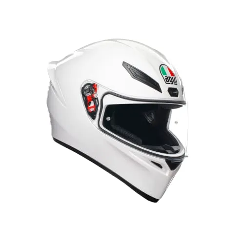 AGV K1 S XL Motorrad Helm - Sportlich und Sicher in Weiß - Sport Racing Integralhelm in Größe XL mit optimaler Belüftung, kratzfestem Visier und inkludierter Aufbewahrungstasche. Perfekt für alle Jahreszeiten und verschiedene Aktivitäten.
