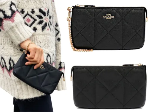COACH Wristlet Leather Bag - Elegante Leder-Clutch für Kosmetikartikel, ideal für unterwegs und stilvoll im Design.