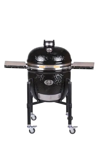 Monolith Classic PRO SERIE 2.0 BLACK Holzkohle Grill Smoker - Grills, inkl. Gestell & Seitentischen, mit Smart Grid Rost System für perfektes Grillen und Smoken, GURU Ready für elektronische Temperatursteuerung.