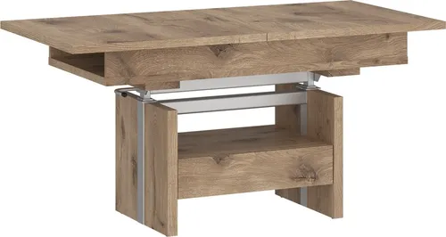 Ausziehbarer Couchtisch CORTADO - Viking Eiche Nachbildung - Moderner Couchtisch CORTADO, ausziehbar bis 150 cm und höhenverstellbar bis 72 cm, bietet Flexibilität und zusätzlichen Stauraum durch eine praktische Schublade.