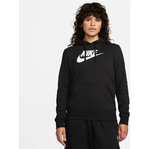 Nike NSW Club Hoodie Damen - Bequemer Stil in Black-White, Größe M HW 2024 - Hoodie aus weichem Baumwoll-Mischgewebe mit flauschig angerauter Innenseite; ideal für gemütliche Tage und sportliche Aktivitäten.